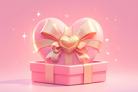 心形礼盒装饰粉色的心形礼盒插画