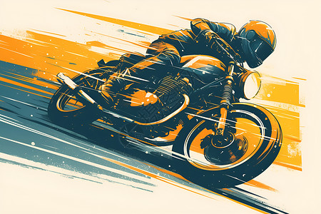 越野拉力赛摩托车上骑行的人插画