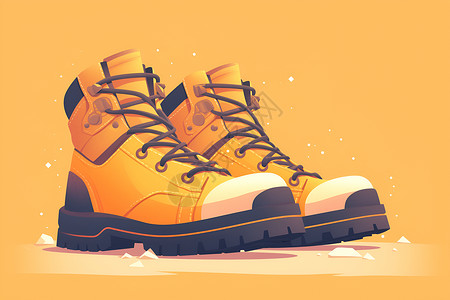 棕色的登山鞋插画