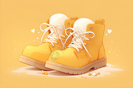 登山鞋棕色的靴子插画