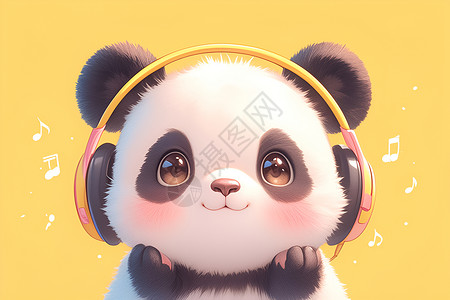 熊猫可爱边框音乐的熊猫插画