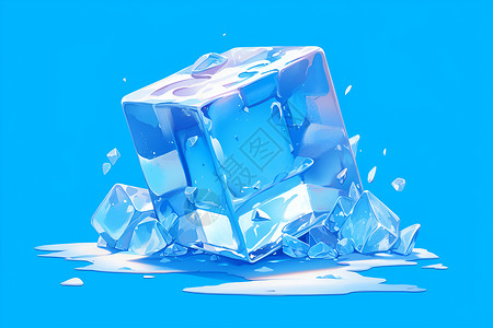 结冰路面冰块的视觉效果插画