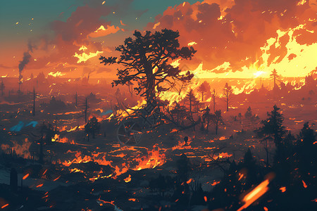 森林着火素材着火的森林插画插画