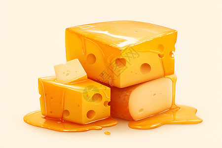 火腿芝士浓郁的乳酪插画
