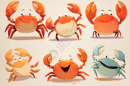 螃蟹年糕快乐小螃蟹插画