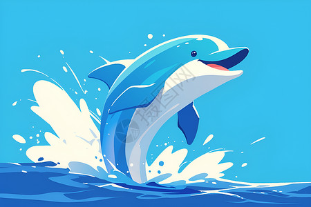 卡通海豚从水中跃出背景图片