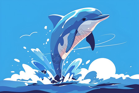 一只海豚从水中跃出背景图片
