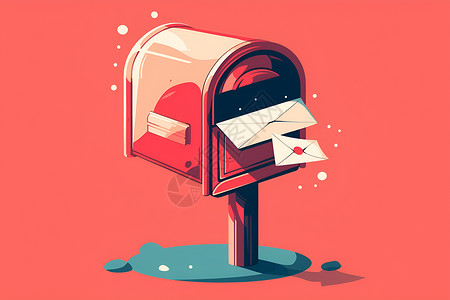 邮件图片红色信箱里的信件插画