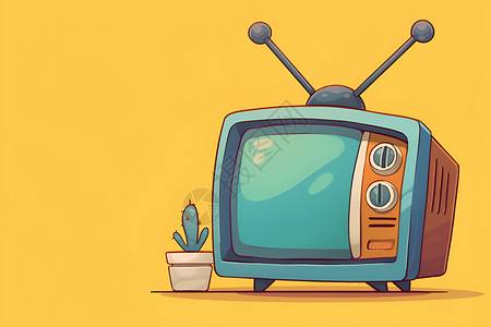 电视机屏幕一台卡通电视机插画
