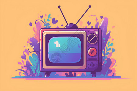 电视机屏幕一台电视机插画