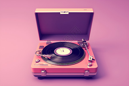 电波粉色的唱片机插画