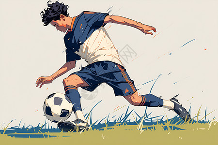 男子足球运动员男子踢足球插画