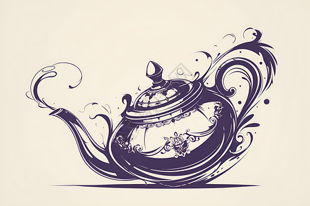 卡通茶具简约茶壶图标插画