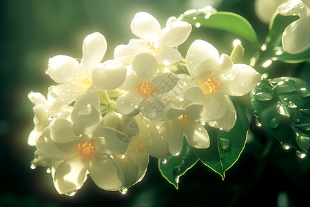 挂满水滴的花朵高清图片