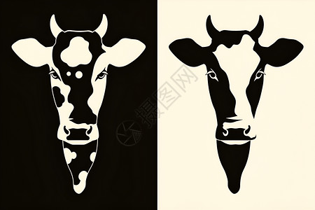 牛头设计素材牛头的艺术设计插画