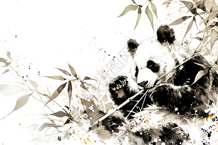 抱着竹子的熊猫高清图片
