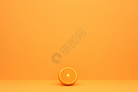 橙色背景下的橘子高清图片