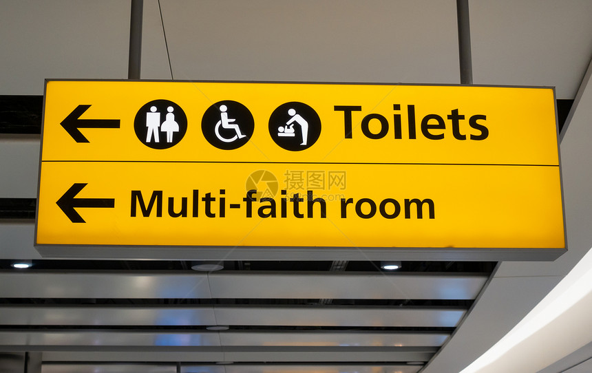 机场航站楼的厕所多信仰房间标志图片