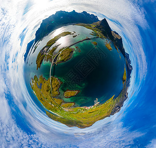 迷你星球掠夺者挪威诺德兰县的个群岛弗雷德旺桥全景图片