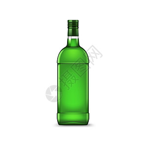 杜松子酒瓶子没有标签隔离矢量绿色高精神饮料,薄荷酒白酒或绿杜松子酒,高精神饮料瓶背景图片