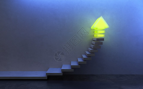 台阶箭头楼梯向上,三维渲染背景