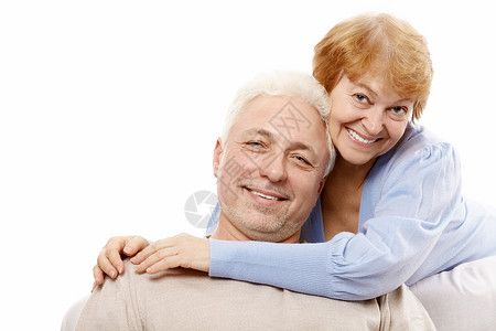白人背景上的老年幸福配偶图片