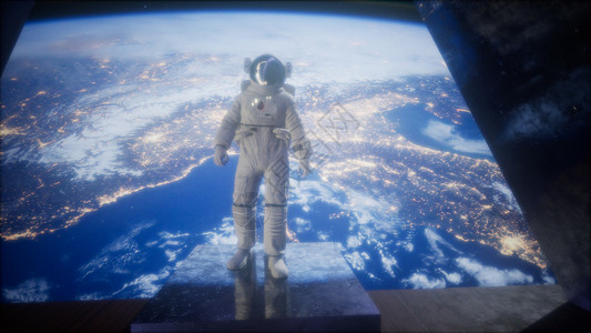气闸地球附近太空观测站上的宇航员这幅图像的元素由美国宇航局提供地球附近太空观测站上的宇航员背景