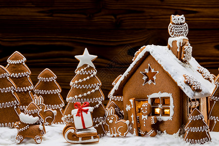 姜饼屋圣诞树礼物饼干寒假庆祝姜饼屋树图片