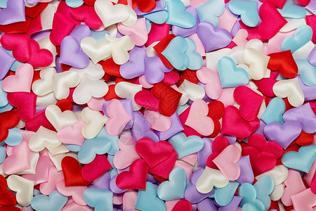 许多缎子五颜六色的心背景情人节情人节恭喜卡许多缎子心的背景图片
