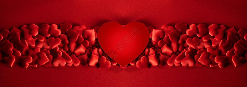 情人节许多红丝心大心形纸卡背景,边框红色与,爱的情人节的心框架背景图片