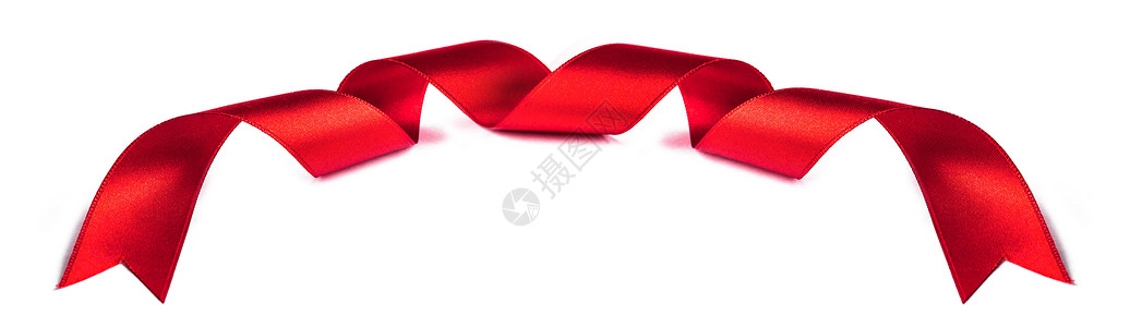 卷曲螺旋红色丝带隔离白色背景上红色丝带隔离白色上图片