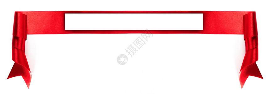 红色缎带横幅与白色隔离白色背景上白色缎带横幅图片
