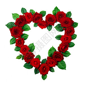 表格边框素材红色玫瑰边框心形隔离白色背景上,情人节红色玫瑰的心形背景