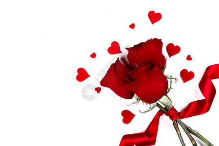 情人节的心红玫瑰花隔离白色的背景上玫瑰花心白色图片
