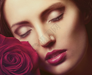 用玫瑰描绘女人的脸图片