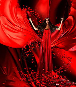 爱情女神穿着红色长裙图片