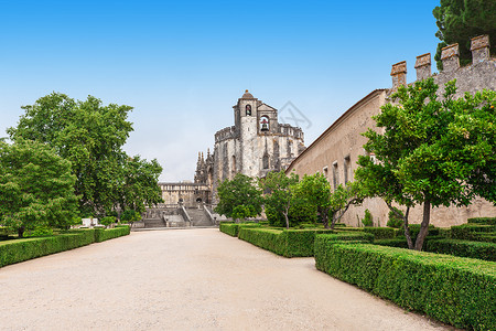 基督秩序的修道院葡萄牙托马尔的座宗教建筑罗马天主教建筑背景图片
