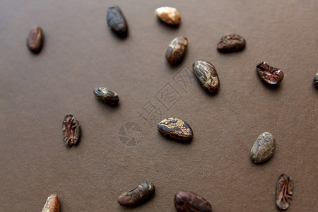 巧克力食品棕色背景下的可可豆棕色背景的可可豆图片