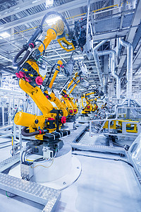 汽车工厂的机器人手臂汽车厂的机器人运输高清图片素材