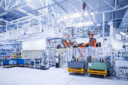 汽车工厂的机器人手臂工业的高清图片素材