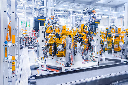 汽车工厂的机器人手臂汽车厂的机器人机械的高清图片素材