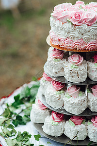 节日婚礼海绵蛋糕与白色糖霜图片