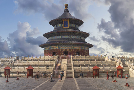 天坛北京市中心的寺庙修道院建筑群背景图片