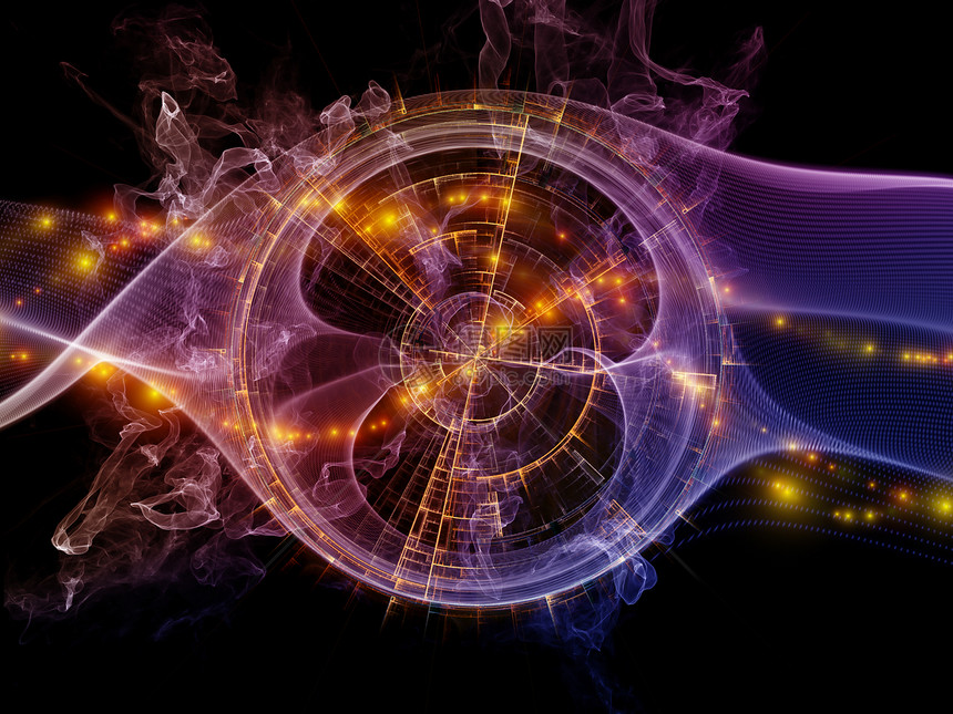 粒子发生器系列现代技术科学教育理论研究的分形灯图案领域的背景图片
