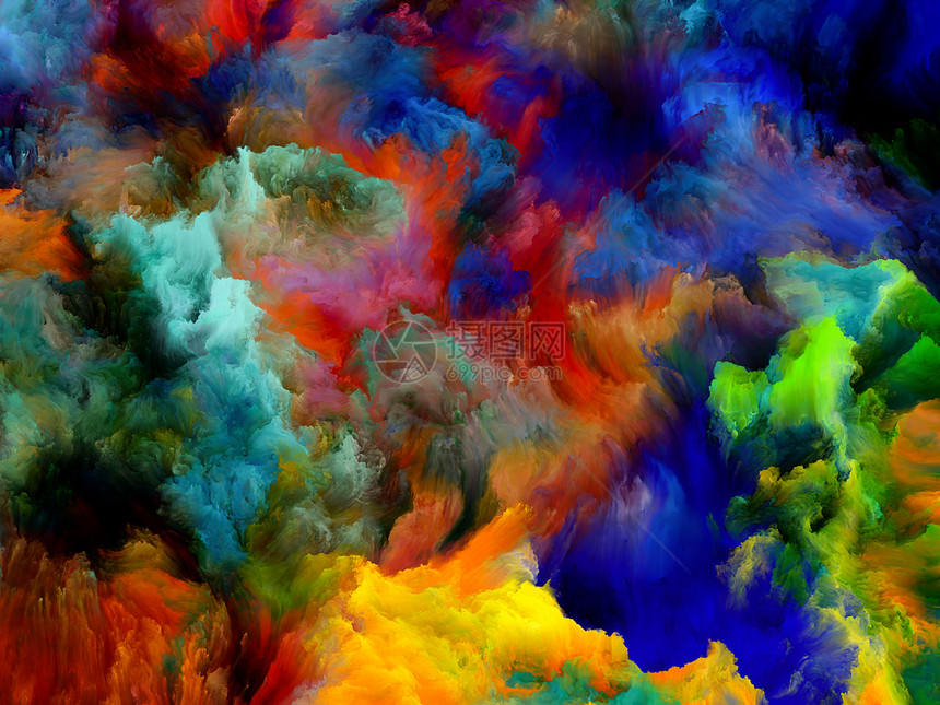 油漆动态彩色梦想系列想象力创造力艺术绘画项目的梯度光谱色调的创造安排图片