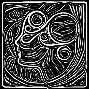 数字划痕板生命线系列人类戏剧诗歌内心符号的人类轮廓木刻图案的构成背景图片