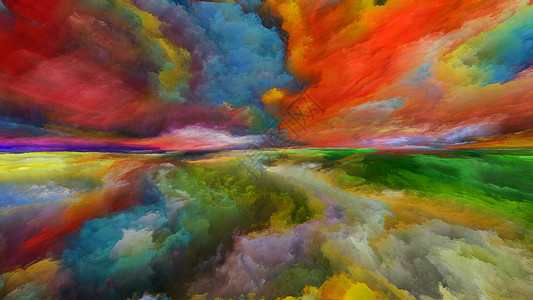 繁华之地梦想之地系列以宇宙自然山水画创造力想象力为的数字色彩抽象设计图片