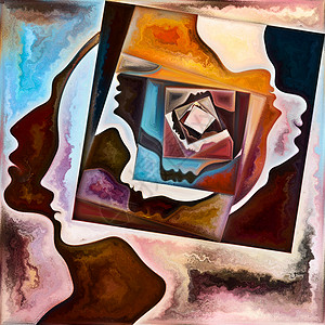 内部螺旋系列人的脸轮廓几何结构头脑灵魂内心世界意识上的相互作用图片