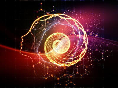螺旋形的人造的你的头脑中科学系列人类轮廓线抽象元素意识头脑人工智能技术等上的螺旋背景