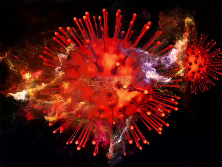 红色冠状病病颗粒微环境元素病感染免疫系统医学健康的三维渲染图片